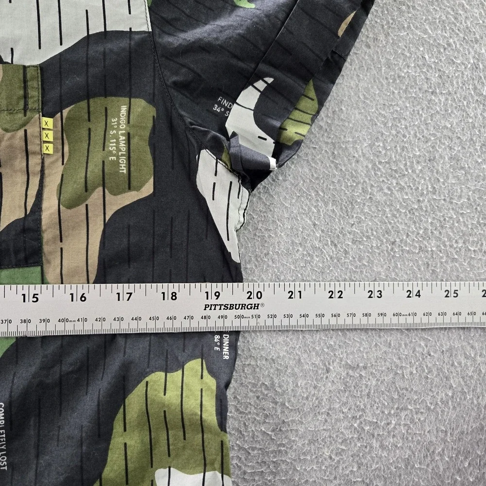 Scotch & Soda Men Button Up M Shirt Green Camouflage Gorpcore‎ Short Sleeve
